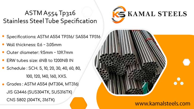 ASTM A554 Tp316 stainless steel tube specification